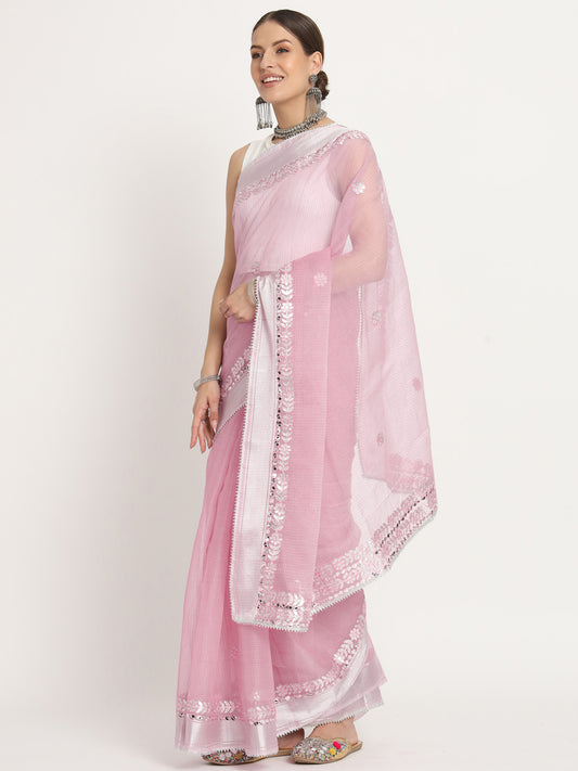 Padmini Pink Border work Saree